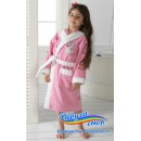 Детский халат для девочки (розовый с белым)